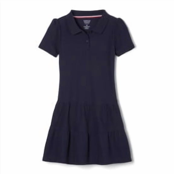 French Toast Girls School Uniform Short Sleeve Ruffle Pique Polo Dress, Sizes 4-16