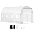 thumbnail image 3 of Portable Walk in Tunnel Greenhouse 15x65x7Ft White PE Cover Galvanized Steel Frame 8 Roll up Windows Diagonal Poles Zippered Door, 3 of 8