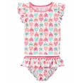thumbnail image 2 of Carter's Toddler Girl's 2-Piece Swim Set Tankini Swimwear Hearts Flutter Sleeve Ruffle UPF 50+ 2T, 2 of 3