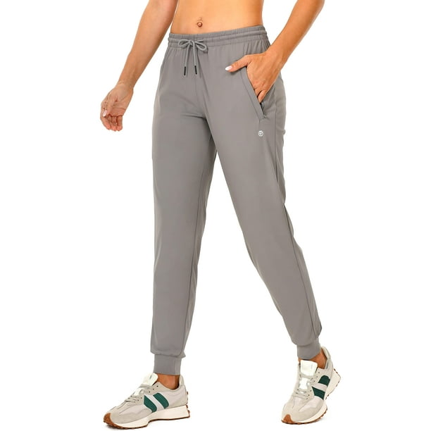 Women's Joggers Pants with Zipper Pockets Tapered Running Sweatpants for  Women Lounge, Jogging (Light Grey, Small)