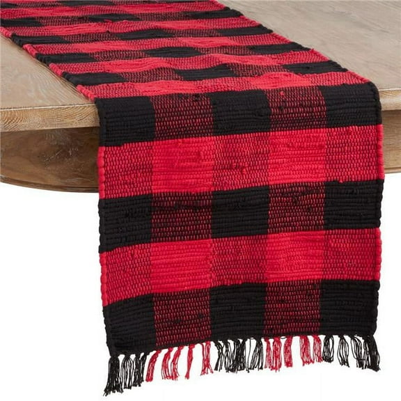 Saro Lifestyle Chindi Buffalo Plaid Table Runner