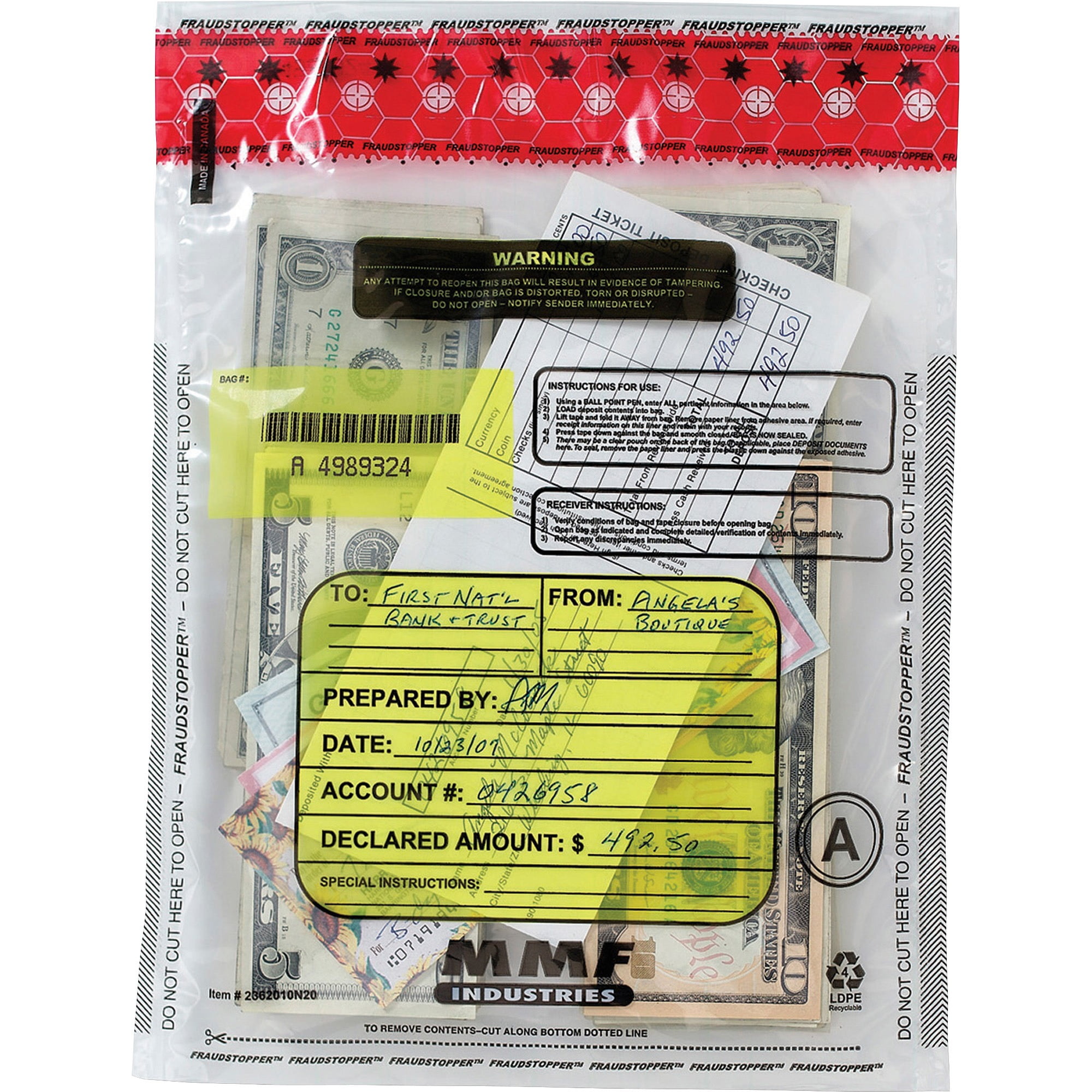 Tamper Evident Note Wrapper Bags Various quantity Large Note Bags 