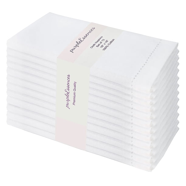 Juego de 12 servilletas de tela con dobladillo PurpleEssences