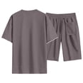 thumbnail image 5 of Hearthz Men's 2 Piece Set Summer Outfits Waffle Knit Men's Short Sleeve T-Shirt & Shorts Set Workout Casual Beach Outfit Two Piece Summer Set Coffee XXL, 5 of 5