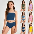 thumbnail image 2 of Baby Girl Swimsuit 9-12 Months Ruffled Styles Color Block Little Girls' Swimwear Soft & Lightweigh Two Piece Boyshort Tankini Kids Swimsuit, 2 of 7