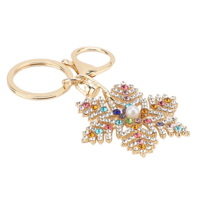 Drinestone Snowflake Llavero Exquisito Diseño Lindo Brillante Con aleación De Zinc Diamantes De Imitación Portátil Para Bolso De Billetera Y Llavero