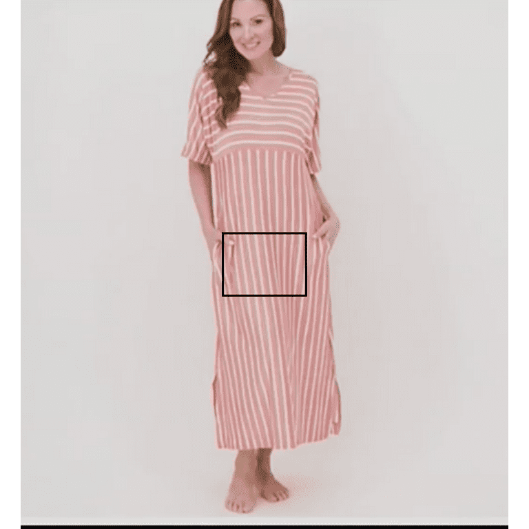 Carole Hochman Petite Luxe Jersey Striped Caftan 