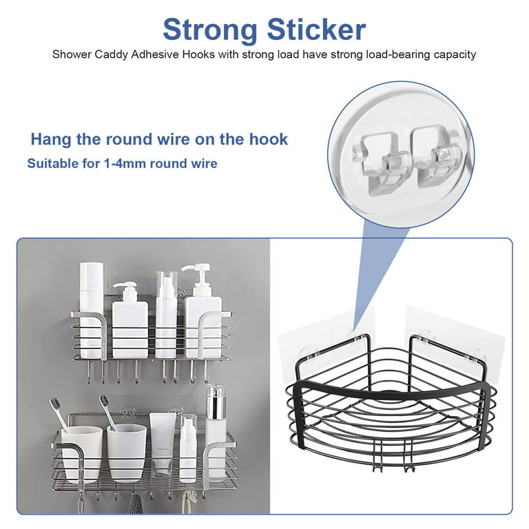 Shower Caddy Adhesive Sticker Replacement Hook, Strong Hooks For