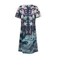 thumbnail image 5 of Womens Summer Printing Short Sleeve V Neck Mid Thigh Length Dresses Fashion Dress, 5 of 5
