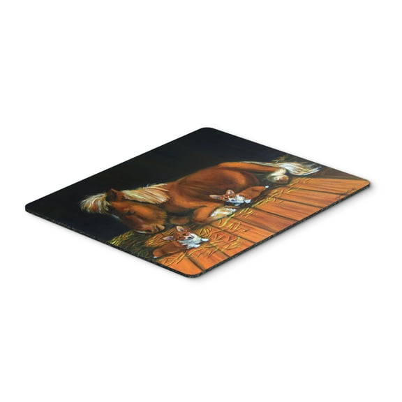 Carolines Treasures 7323MP Corgi Snuggles the pony Mouse Pad Hot Pad or Trivet Large multicolor