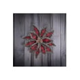 thumbnail image 4 of KSA Pack of 12 Red and Black Plaid Poinsettia Christmas Picks 18", 4 of 4