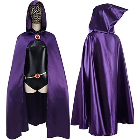 Disfraz de cosplay para mujer, diseño de titanes-cuervo con capa para Halloween