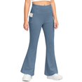 thumbnail image 6 of CCRFTGI Leggings for Girls Size 7 Thermal Fleece Lined Flare Athletic Yoga Pants Casual Winter Warm Bell Bottoms Pants Comfort High Waisted Activewear with Pockets Blue 7-8 Years, 6 of 9