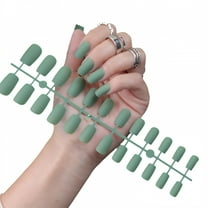 RAGUPEL 24Pcs Glue on Nails for Women,Green Short Fake Nails,Matte Finish Best Press on Nails,Cute Press on Nails for Daily Life,Style1