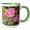 Green/White, variant on 3drose, Pretty Pink Roses Glistening After Rain, 11oz Two-tone Black Mug
