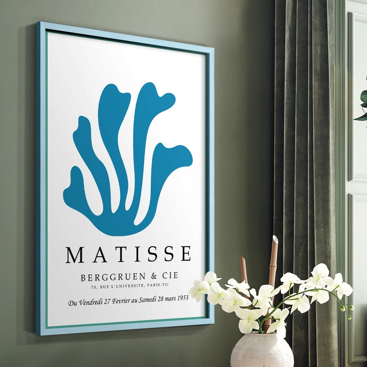 Matisse CCCXLIX in Blue Solid Wood 16 x 20 Framed Print