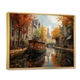 thumbnail image 2 of Designart "Waterways Palette Orange Canal art painting" Canals Floater Framed Wall Decor, 2 of 7