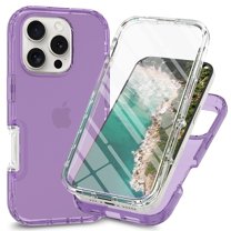 Dteck Full Boldy Protection Case for iPhone 16 Pro Max,Shockproof TPU PC Case Built-in Screen Protector Cover for iPhone 16 Pro Max,Purple