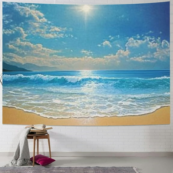 Sheronv Sun Ocean Tapestry Wall Hanging Unique Style Graphic Tapestries Home Wall Decor Art for Living Room Bedroom Apartment Farmhouse Dorm 40x30inch
