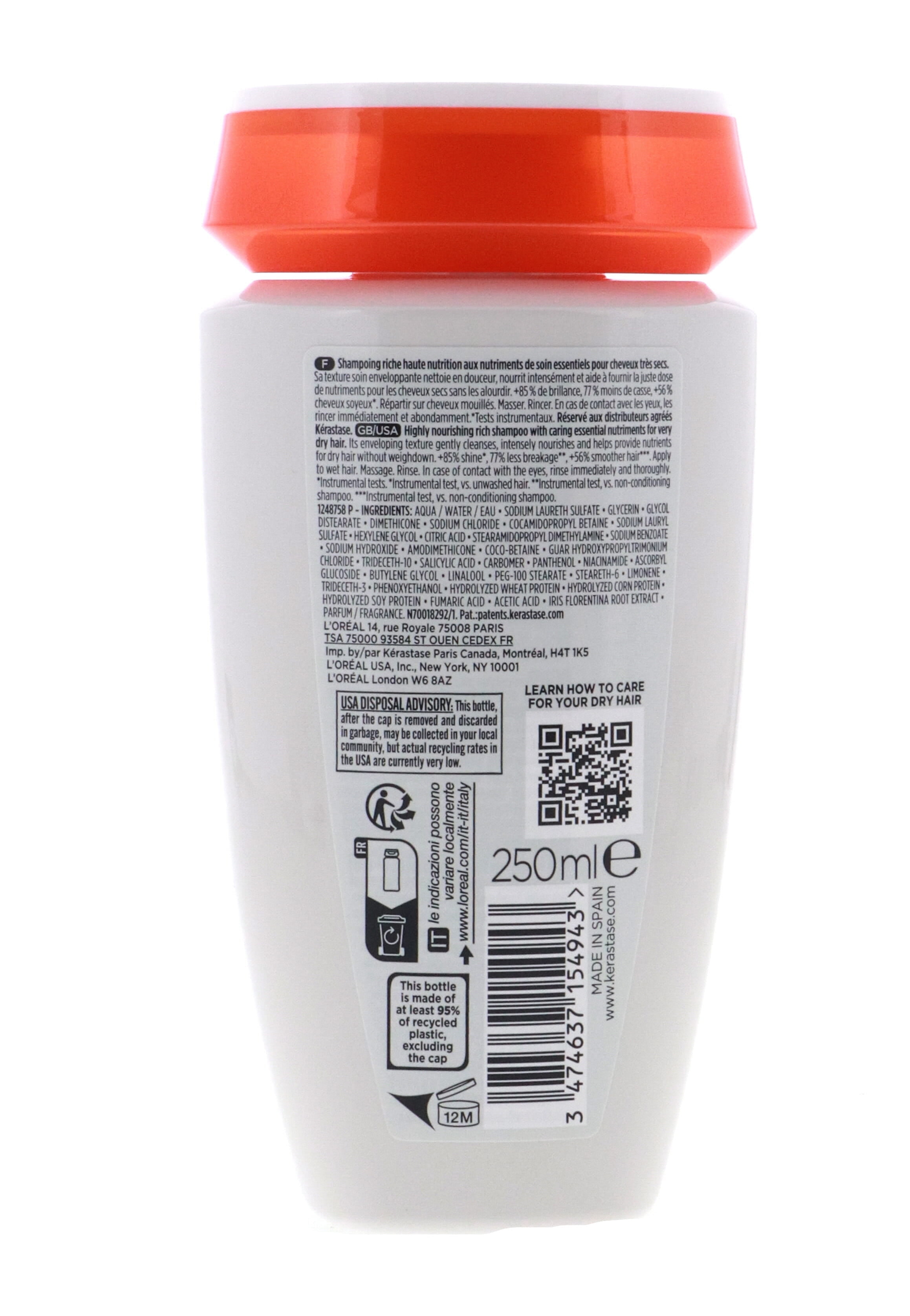 Kerastase Nutritive Bain Satin Riche | Nutrition Shampoo with Essential Nutrients for Medium to Thick Very Dry Hair, 250ml