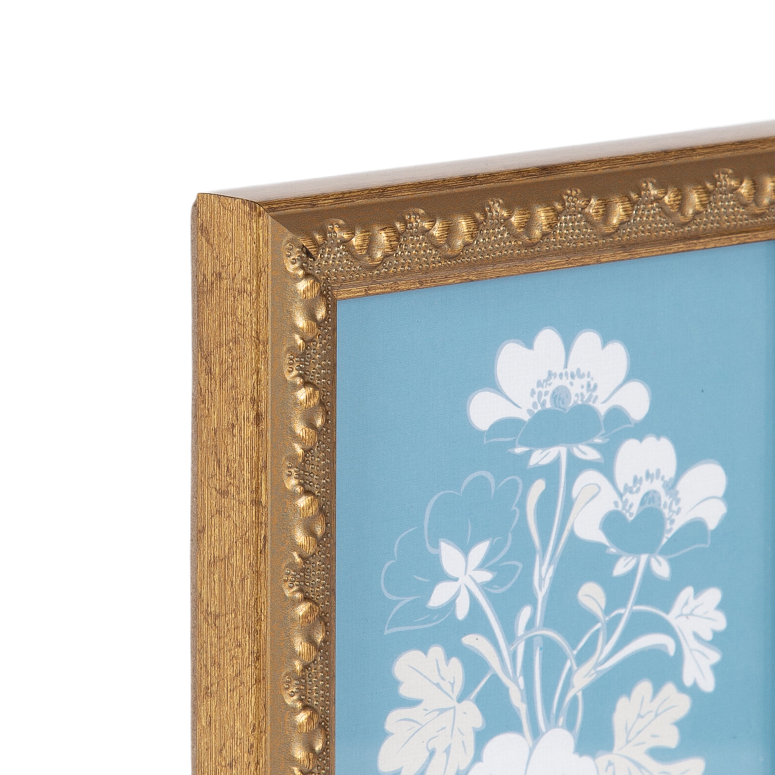 DesignOvation – 5x7 Picture Frame – Slim Ornate Antique Gold Tabletop Photo Frame