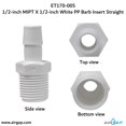 thumbnail image 4 of 1/2-inch MIPT X 1/2-inch WHITE PP BARB INSERT STRAIGHT (Amazon only: ET170-005, 2 pcs. included), 4 of 6
