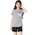 thumbnail image 3 of Beezizac Cute Cat Pajamas for Girls Modal Fiber Tee & Shorts Pj Set Tween Size 8, 3 of 7