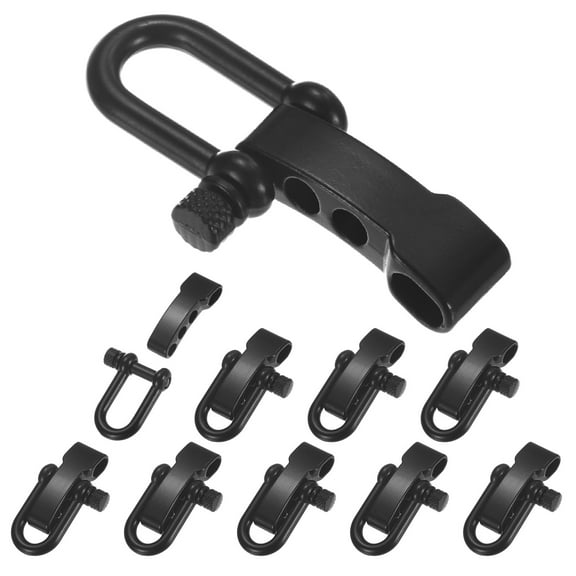 Uxcell Paracord Bracelet Shackle Buckle [10PCS] - Adjustable Metal U Bow Shackle for Bracelets Belt [Black-Round head]