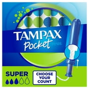 Tampax Pocket Pearl Tampons, Unscented, Super Absorbency, 16 Ct