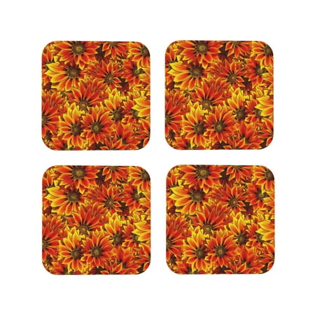 

Tideii Sunflower4 for Leather Coasters 4 Pieces Anti-fouling and Anti-scalding Decorative Coasters Suitable for Restaurants Kitchens Coffee Shops-Square