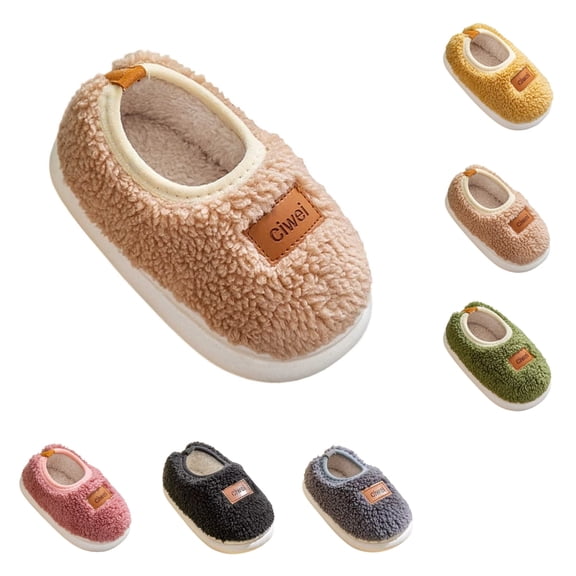 SAWOBUUN Kids House Slippers for Boys Girls Toddler Fuzzy Plush Closed Back Slippers Non Slip Warm Home Shoes Cozy Indoor Outdoor for Children