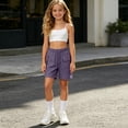 thumbnail image 4 of Linfrsh Cargo Pants for Girls Kid Convertible Water-Resistant Zip-Off Outdoor Pants with Drawstring and Pockets (Purple,11-12 Years), 4 of 6