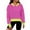 Hot Pink, variant on Women's Striped Crewneck Sweatshirt Casual Long Sleeve Pullover with Contrast Trim Cozy and Stylish Top