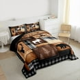 thumbnail image 3 of Castle Fairy Jungle Bear Deer Twin Comforter Sets,Vintage Geometric Grid Bedding Set, 3 of 8