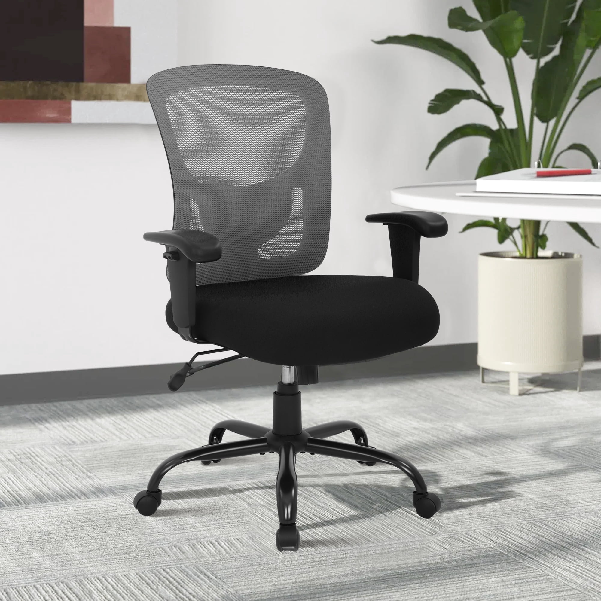 CL.HPAHKL Office Chair Ergonomic Desk Chair, 400lbs Big and Tall Mesh Chair, Computer Chair with Adjustable Arms & Seat Height, Rolling Swivel PC Chair for Home Office, Grey