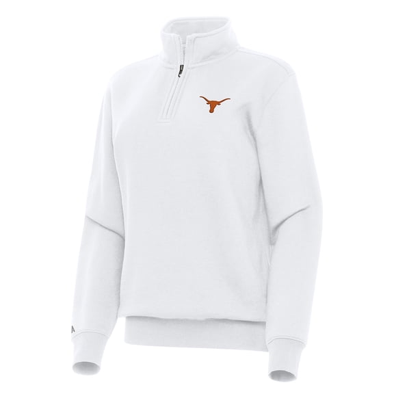Women's Antigua White Texas Longhorns Victory Quarter-Zip Sweatshirt