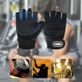 thumbnail image 4 of CxhicLuv Dark Blue Half Finger Gloves, 6.9×4.1×0.8 Inch, Sturdy, Breathable, Secure, Perfect for Workouts, Sports, Polyester & Easy-On/Off, Suitable for Adults, Weightlifters, Dark Blue, 4 of 7