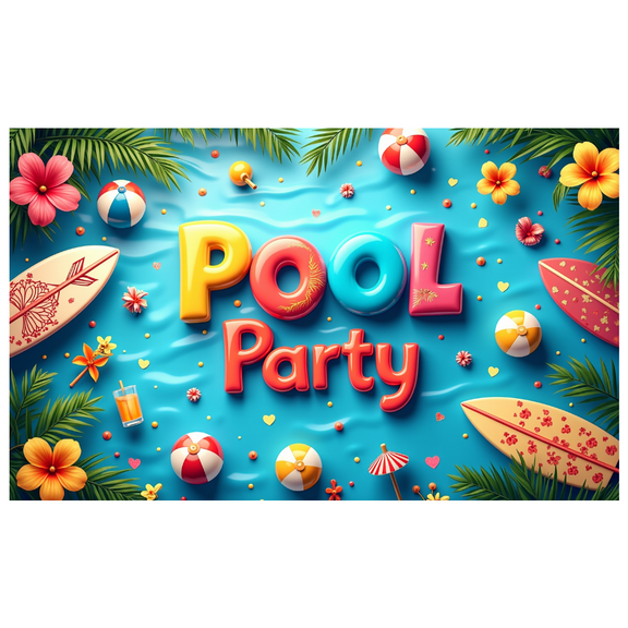 LUUFILx Pool Party Banner Backdrop for Summer Beach Theme Decorations Background Party Supplies Photo Props Tropical Luau Swimming Pool Celebration