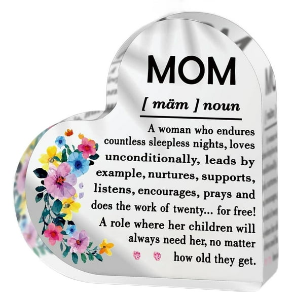 Appreciation Gifts for Mother, Mothers Day Gifts for Mom, Grateful Mothers Day Gifts Acrylic Heart Plaque, Mothers Day Decorative Signs Keepsake for Women Mom Mother Grandma