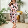 thumbnail image 5 of Yuyamidu Valentine's Day Zipper Front Robes Women House Coat Chicken Long Sleeve Bathrobe Pink Heart Spa Robe Size L Soft Crewneck Long Nightgowns Loose Loungewear Dress, 5 of 7