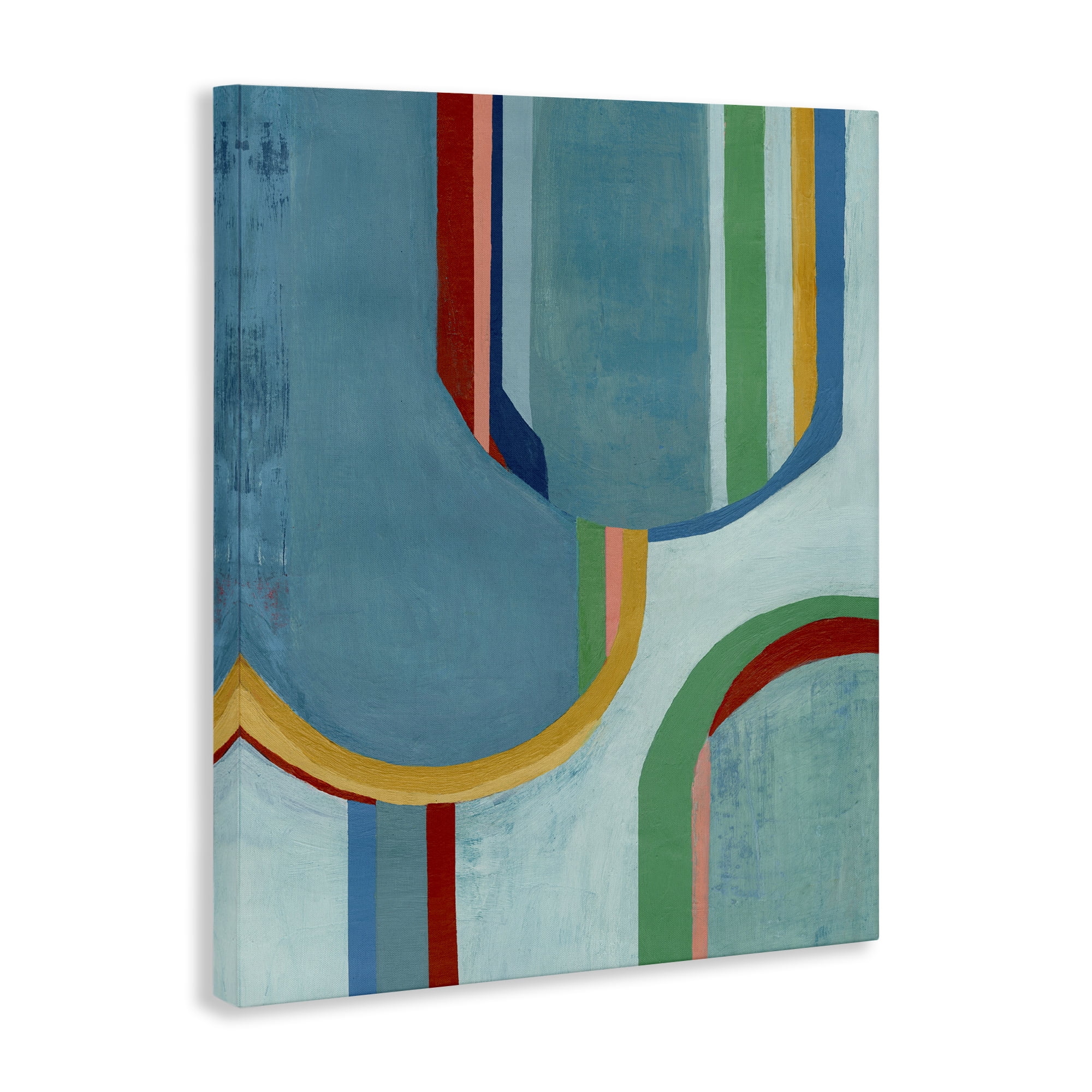 Stupell Industries Blue Striped Arches Abstract Painting Gallery Wrapped Canvas Art Print Wall Art, 24 x 30