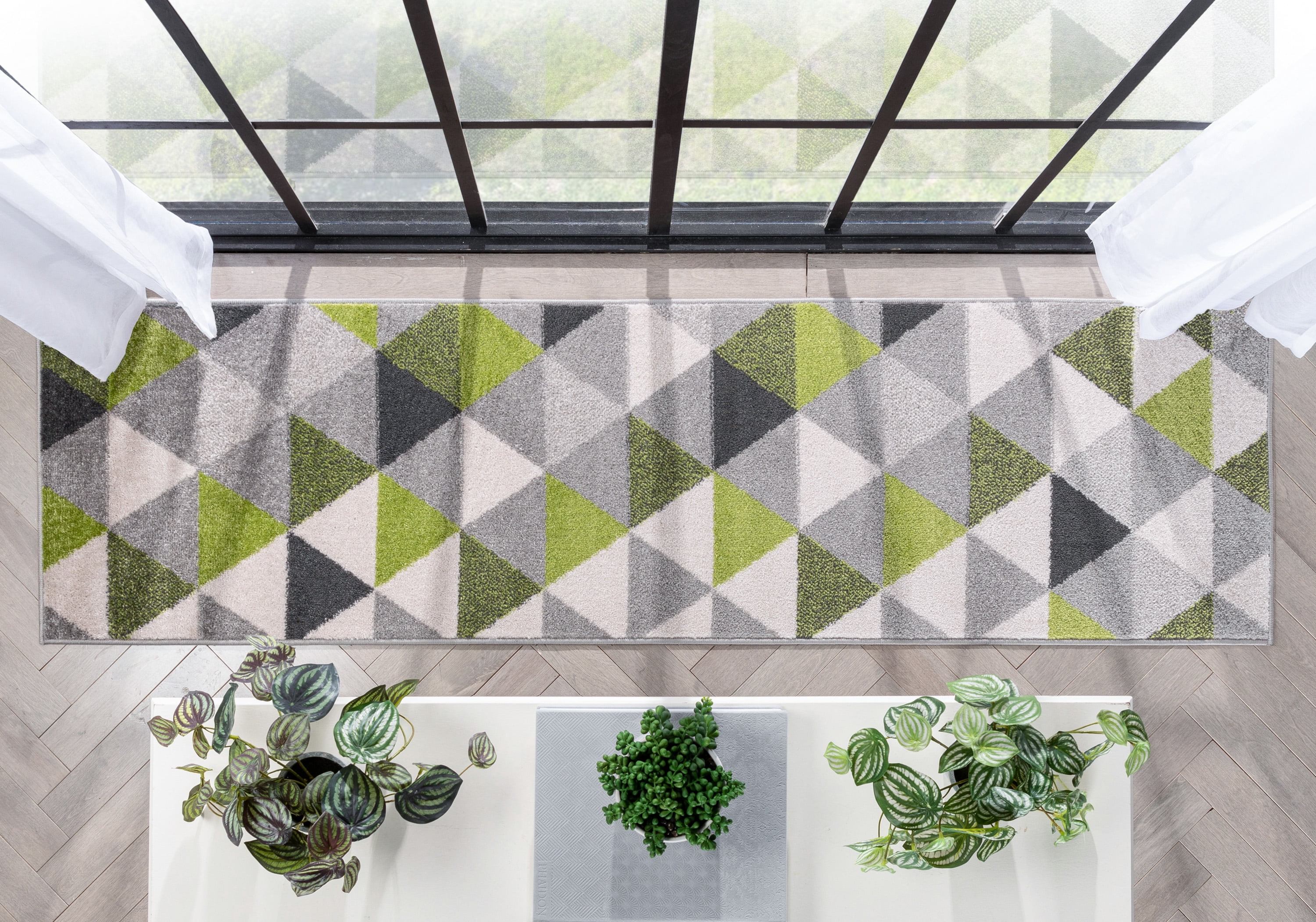 Well Woven Mystic Alvin Mid-Century Modern Geometric Green 2' x 7'3" Runner Rug