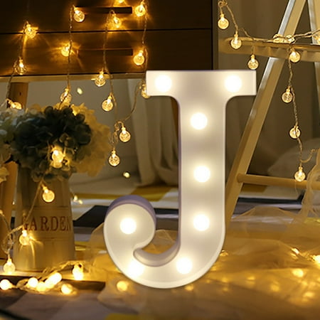 

ERTUTUYI Remote control Alphabet Letter Lights LED Light Up White Plastic Letters Stand J White