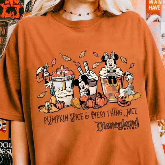 Vintage Mickey And Friends Mouse Shirt, Pumpkin Spice Everything Nice Autumn Leaves Shirt, Disneyland Resort Fall Vibes, Disney Family 2025, S-5XL Shirt
