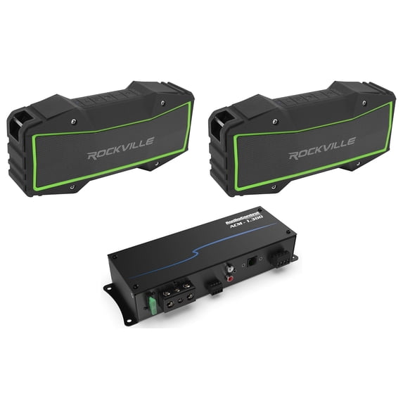 AudioControl ACM-1.300 Micro 300 Watt Mono Car Amplifier+(2) Bluetooth Speakers