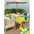 thumbnail image 5 of Outdoor Tablecloth with Umbrella Hole for Patio/Picnic/Party/Camping, Summer Lemon Waterproof Table Cloth Rectangle Table Cover Washable, Botanical Fruit Leaves Yellow Green Striped (54"x 80"), 5 of 9
