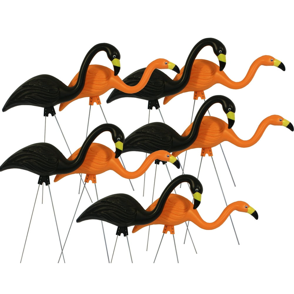 Bloem Spooky Flamingo 25" Halloween Black Orange Yard Decor (10Pack