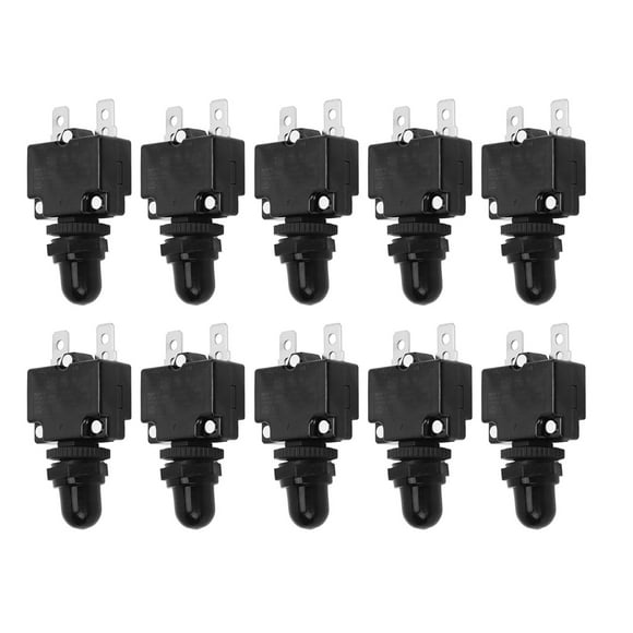 "10-Pack 5A Manual Reset Relay with Silver Contacts - 125/250VAC 65VDC Overload Protector, Flame Retardant PC Shell & Waterproof Caps for Pumps, Generators & Solar Equipment"