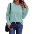 thumbnail image 3 of Ronuti Lightweight Sweatshirt for Women Fall Long Sleeve Shirts Fashion Casual Crew Neck Pullover Tops, 3 of 10