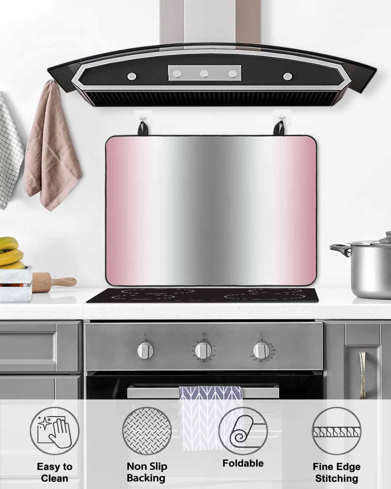 nqOlkjepod Large Induction Cooktop Protector Mat 24"x21", Pink Grey Stove Top Covers for Electric Stove, Gray Farmhouse Modern Rustic Decorative Stove Burner Cover Mats, Glass Top Stove Cover